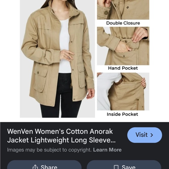 Waven Anorek cinch waist button down tan/khaki utility jacket - Picture 5 of 5